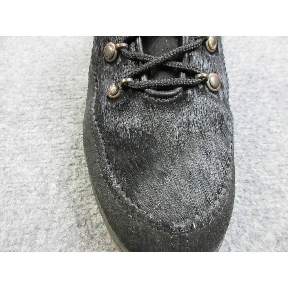 Tecnica Goat Hair Boots Womens Size 9 Black Lace Up Shoes Ankle Booties‎ EU39
